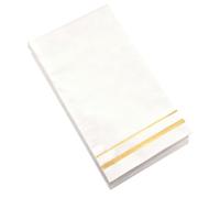 GARVALON 100pcs Gold Foil Dinner Napkins Disposable Elegant Wedding Party Supplies White Trimmed Paper Napkins for Banquet Reception