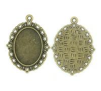 GARVALON 100Pcs Oval Vintage Alloy Pendant Trays and Glass Cabochon Covers DIY Jewelry Making Supplies 25X18Mm Mixed Color Pendant Bases for Crafting Charms