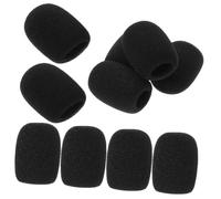 GARVALON 10pcs Black Headset Microphone Sponge Covers Lightweight Soft Microphone Wind Screens Comfortable to Wear for Conferences and Trade Shows