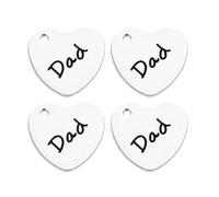 GARVALON 10pcs DIY Stainless Steel Heart Pendant Dad Lettering Charms