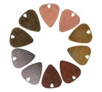 GARVALON 10pcs Metal Guitar Picks Necklace Set with Gold, Silver, Antique Copper, Rose Gold Colors - Small, Thick Acoustic Guitar Finger Picks Bulk Variety Pack for Ukulele