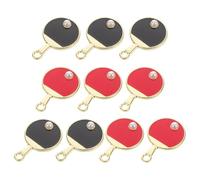 GARVALON 10pcs Mini Table Tennis Racket Charms Alloy Enamel Keychain Pendants for Jewelry Making DIY Bracelets Bag Accessories Sports Hanging Ornaments