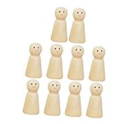 GARVALON 10pcs Unfinished Wooden Peg Dolls for Painting Craft Art Projects Smile Face DIY Peg People for Creative Play and Custom Home Decor