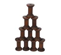 GARVALON 10Pcs Vintage Wooden Thread Spools Natural Wood Empty Bobbins for Ribbon Weaving Embroidery and DIY Crafts Rustic Handmade Decor for Creative Projects