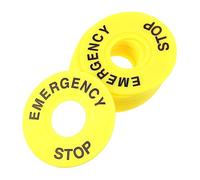 GARVALON 10Pcs Yellow Emergency Stop Button Rings Push Button Sign Accessories Warning Alert for Safety Applications