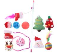 GARVALON 11pcs Christmas Cat Set Interactive Cat Teaser Stick and Squeaky Indoor Multifunctional for Holiday Play and Exercise