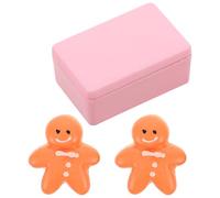 GARVALON 12 Scale Mini Gingerbread Man Cookie Dollhouse Food Models, 2pcs Pink Miniature Biscuits Set for Christmas Dollhouse Kitchen Accessories and Holiday Decoration