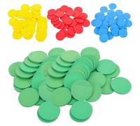 GARVALON 128pcs Colorful Wooden Counting Chips, round Learning Poker Chips Educational Game Tokens with Red, Yellow, Blue, Green, for Teaching Aid and Math Activities
