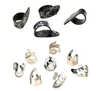 GARVALON 12Pcs Adjustable Stainless Steel Finger Picks and Thumb Rings Set for Guitar Bass Banjo Acoustic Classic Guitar Practice Aid Comfortable
