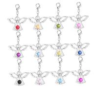 GARVALON 12pcs Angel Wing Lobster Clasp Charms Multi-color DIY Jewelry Pendants for Wedding Party Crafts