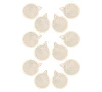 GARVALON 12pcs Christmas Embroidery Wood Chip DIY Cross-Stitch Hanging Pendants Hollow Carved Round Wooden Circles for Holiday Decorations Craft Sewing Plates for Xmas Party and Home