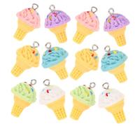 GARVALON 12Pcs DIY Resin Ice Cream Pendant Charms for Jewelry Making Multi-color Smooth Surface Pendants for Earrings Necklaces Bracelets Portable and Craft Supplies