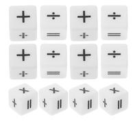 GARVALON 12pcs Educational Acrylic Dice for Math Learning Classroom Arithmetic Teaching Aid with Plus Minus Multiply Divide Symbols Comfortable Grip Sturdy Transparent Cubes
