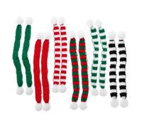 GARVALON 12pcs Mini Knitted Christmas Scarves Set, Striped Wool Yarn Tiny Snowman Scarves for Dollhouse, Pet, Wine Bottle Holiday Decorations, Multi-Color Miniature Winter Accessories