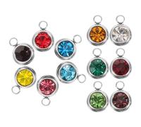 GARVALON 12Pcs Stainless Steel Birthstone Pendants DIY Jewelry Charms Delicate Rhinestone Decor for Earrings Necklaces Bracelets Creative Accessories Craft