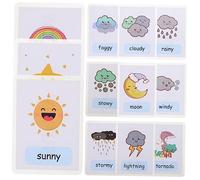 GARVALON 12Pcs Weather Cognition Flash Cards for English Words Learning Cards Easy to Carry Educational Tool for Early Childhood Development and Daily Learning