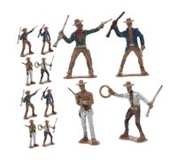 GARVALON 12pcs Western Cowboy Figurines Plastic American for Educational Playroom Decor Western Theme Party Supplies Cake Toppers