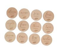 GARVALON 12pcs Wooden Commemorative Cards for Months Double Sided Cards Photo Props for Newborn Days Counting