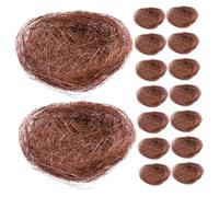 GARVALON 16pcs Artificial Bird Nest Set Woven Garden Bird Resting Nests 12cm Brown for Birdcage Accessories Craft and Photography Props