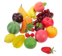 GARVALON 16pcs Artificial Mixed Fruit Realistic Simulation Ornaments for Classroom Teaching and Harvest Festival Display Faux Lemon Decor for Home Shop Window Educational Use