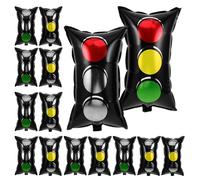 GARVALON 16pcs Race Car Party Balloons Red Green Foil Traffic Light Decorations for Birthday Vehicle Themed Photo Props Backdrop Car Party Decor
