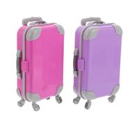 GARVALON 18 Inch Doll Trolley Case and Mini Travel Suitcase for Children, Hard Shell Pink and Light Purple Doll Suitcase with Wheels, Pretend Play Storage Accessory for Kids