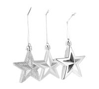 GARVALON 18Pcs Christmas Tree Star Ornaments 7Cm Hanging Five-Pointed Stars Silver Matte and Glossy Finish Christmas Decorations for Holiday Tree Pendant Decor