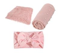 GARVALON 1set Newborn Photography Prop Soft Swaddle Blanket Wrap Headband for Showers Social Media Keepsakes and Special Moments Gentle Comfortable Breathable