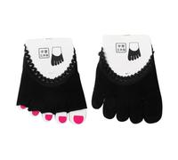 GARVALON 2 Pairs Lace Five-Finger Toe Topper Socks Women Invisible Forefoot Half Socks Anti-wear Breathable Soft Blend Lightweight for High Heels Black