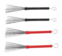 GARVALON 2 Pairs Retractable Jazz Drum Wire Brushes Heavy Duty Metal Brush Sticks for Practice Home Learning and Percussion Accessories with Handles for Acoustic Drummers
