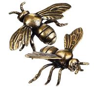 GARVALON 2 Pcs Handmade Brass Bee Figurines Small Metal Desktop Decorations for Home Office Shelf Display Unique Compact Ornaments Ideas
