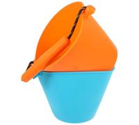 GARVALON 2 Pieces Silicone Folding Water Buckets for Portable Small Beach and Sand Buckets with Handles for Seaside and Outdoor Play (blue and Orange) Random Color Random Color
