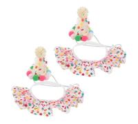 GARVALON 2 Set Pet Birthday Costume for Cats and Small Dogs - Polka Dot Lace Bib Collar, Birthday Hat, and Bandana Scarf - Cat and Dog Party Outfit Accessories