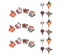 GARVALON 2 Sets Pumpkin Halloween Party Halloween Decor Pumpkin Muffin Liners Ghost Cupcake Toppers Spooky Cupcake Toppers Skull Happy