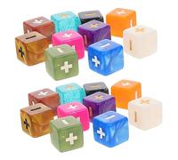 GARVALON 20pcs Acrylic Math Dice for Classroom Teaching Rounded Corner Calculation Props with Plus Minus Signs Compact Educational Game Tools for Boys Random Color