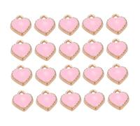 GARVALON 20Pcs Heart Shape Alloy Jewelry Pendants DIY Accessories for Necklace Bracelet Decorations Lovely Pink Charms