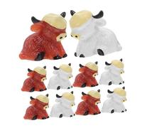 GARVALON 20pcs Mini Highland Cow Figurines Resin for Fairy Garden DIY Crafts Tiny Animal Sculptures for Dollhouse Desktop Landscape Farm-themed Resin Ornaments in Brown and White