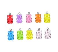 GARVALON 20pcs Resin Bear Pendant Charms for DIY Jewelry Making, Mini Candy Color Bear Necklace and Earring Accessories for Bracelet Decoration