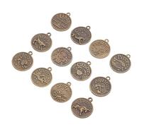GARVALON 24Pcs Alloy Zodiac Pendants Double-sided DIY Jewelry Making Charms for Bracelets Necklaces Classic Fashion Accessories