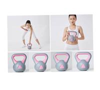 GARVALON 2kg Fixed Rubberized Kettle-bell for Women Fitness Training, Gray Pink Squat Kettlebell for Home Exercise and Strength Workouts