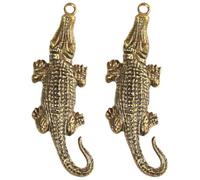 GARVALON 2pcs Antique Brass Crocodile Keychain Pendants, Solid Brass Hanging Ornaments for Car Keys and Bag Charms, Unique Vintage Style Accessories for DIY Jewelry and Home Décor