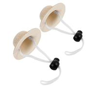 GARVALON 2pcs Beige Hats with Elastic Band, Wear-resistant Decorative Dog and Cat Hats, Small Size 3.2cm Inner Diameter, Multi-function Puppy and Kitten Accessories for Summer Outdoor Use