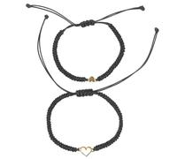 GARVALON 2pcs Braided Rope Bracelets Adjustable Matching Heart Bracelet Set for Mother and Daughter Expressing Feelings with Alloy Heart Shape for Graduation Period and Casual Occasions