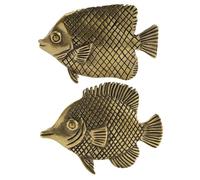 GARVALON 2Pcs Copper Fish Figurine Antique Miniature Sculpture Decorative Fish Statue for Office Study Feng Shui Ornament