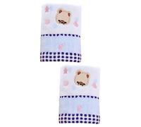 GARVALON 2pcs Cotton Bath Towel Jacquard Pattern and Cartoon Design for Boy Girl's Face and Body Wiping After Bathing Soft and Absorbent Washcloth for Boys and Girls