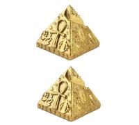 GARVALON 2PCS Egyptian Khufu Pyramid Resin Model Golden Mausoleum Building Decor for Sand Table Compact Ancient Giza Souvenir Ornament with Delicate Craftsmanship and Bright Color Design