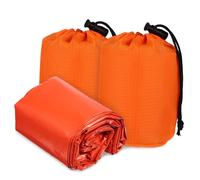 GARVALON 2pcs Emergency Survival with Storage Bag Bright Orange Thermal Outdoor Camping Hiking Warmth Retention Lightweight Compact for Backpacking and Trekking
