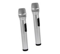 GARVALON 2pcs Fake Microphone Models for Boys and Girls Toy Microphone Stand for Karaoke and Girls Disco Party Accessory
