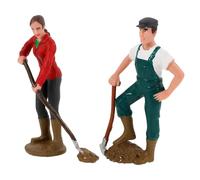 GARVALON 2pcs Farm Worker Figurines Male Female Farmer Model Set Miniature Simulation Farmer Role Play Figures Sand Table Ornament Desktop Decor for Farm Scene