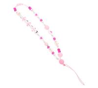 GARVALON 2Pcs Love Letter Beaded Phone Straps Lightweight Cellphone Hanging Ropes with Fixing Rope for Mobile Cases Pink Faux Pearl Lanyards for Women